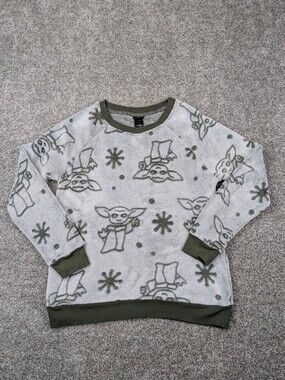 Baby Yoda Sweatshirt Youth S Green Fleece Lounge Star Wars Grogu Mandalorian Boy